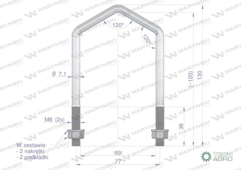 Jarzmo, Cybant Romb, M8 69x120, 3052000620, Waryński