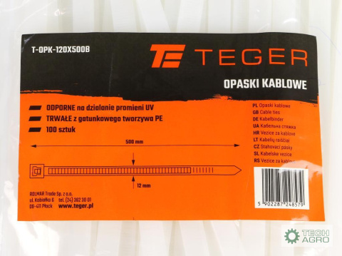 Opaski kablowe, opaski zaciskowe,tyrytytki, trytytki, 12.0 x 500mm 100 szt w worku transparentne odporne na UV, w elektrotechnic Opaski kablowe, opaski zaciskowe,tyrytytki, trytytki, 12.0 x 500mm 100 szt w worku transparentne odporne na UV, w elektrotechnic