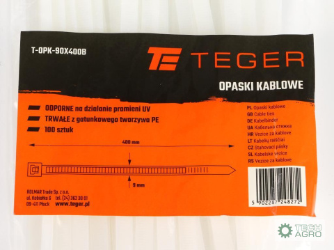 Opaski kablowe, opaski zaciskowe,tyrytytki, trytytki, 9.0 x 400mm 100 szt w worku transparentne odporne na UV, w elektrotechnice Opaski kablowe, opaski zaciskowe,tyrytytki, trytytki, 9.0 x 400mm 100 szt w worku transparentne odporne na UV, w elektrotechnice