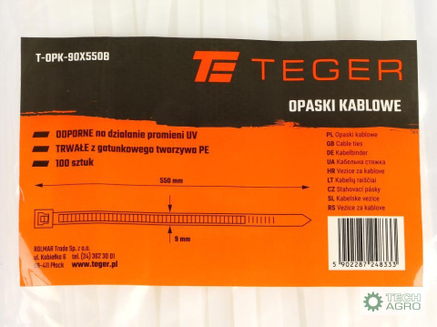 Opaski kablowe, opaski zaciskowe,tyrytytki, trytytki, 9.0 x 550mm 100 szt w worku transparentne odporne na UV, w elektrotechnice Opaski kablowe, opaski zaciskowe,tyrytytki, trytytki, 9.0 x 550mm 100 szt w worku transparentne odporne na UV, w elektrotechnice