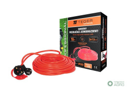 Przedłużacz jednogniazdowy, ogrodowyPROFESSIONAL, 3X1,5mm, IP20, H05VV-F, z uziemieniem, cert. CE / 10M, Teger