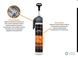 Silikon wysokotemperaturowy neutralny,RTV +300°C, uszczelniająco-klejący, czarny, 200 ml, Teger