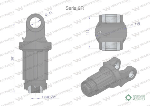 Sprzęgło, zapadkowe wału 1800Nm Seria9R 1 3/8 - Z21, Waryński Sprzęgło, zapadkowe wału 1800Nm Seria9R 1 3/8 - Z21, Waryński
