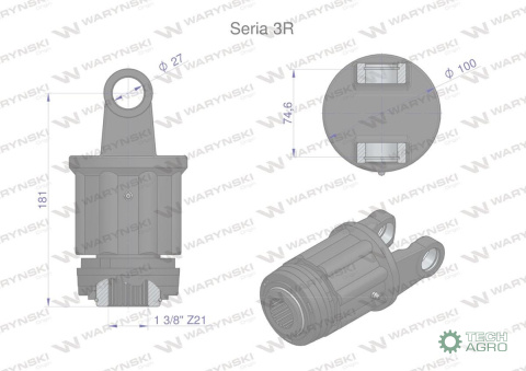 Sprzęgło, zapadkowe wału 900Nm Seria 3R1 3/8 - Z21, Waryński Sprzęgło, zapadkowe wału 900Nm Seria 3R1 3/8 - Z21, Waryński