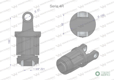 Sprzęgło, zapadkowe wału 900Nm Seria 4R1 3/8 - Z21, Waryński Sprzęgło, zapadkowe wału 900Nm Seria 4R1 3/8 - Z21, Waryński