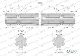 Wałek, WOM frezowany dwustronnie 1000mmZ6 - 1 3/8, Waryński