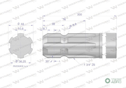 Wałek, WOM frezowany jednostronnie300mm Z6 - 1 3/4, Waryński
