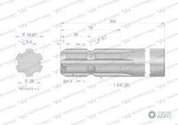 Wałek, WOM frezowany jednostronnie300mm Z6 - 1 3/8, Waryński