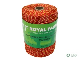 Plecionka, do elektryzatora 2mm,3x0,16mm SS żółto-pomarańczowa 400m, Royal Farm
