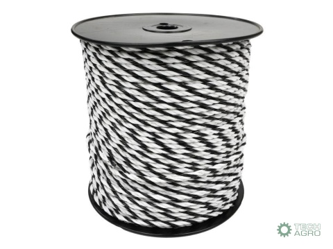 Plecionka, do elektryzatora 5mm,6x0,20mm SS biało-czarna 200m, Royal Farm