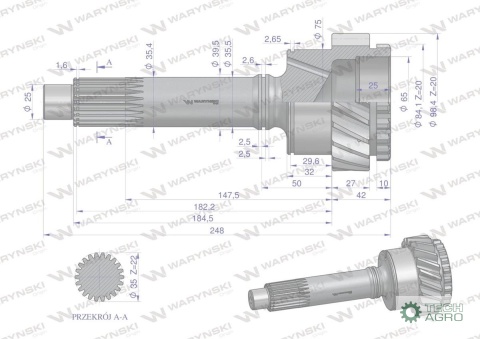 Wałek napędowy 80126114 WARYŃSKI Wałek napędowy 80126114 WARYŃSKI
