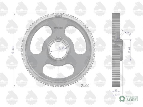 Koło zębate pośrednie rozrządu Z-90 MF3 ORYGINAŁ URSUS Koło zębate pośrednie rozrządu Z-90 MF3 ORYGINAŁ URSUS