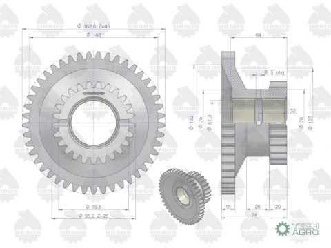 Koło zębate reduktora 50011170 C-330 ORYGINAŁ URSUS Koło zębate reduktora 50011170 C-330 ORYGINAŁ URSUS