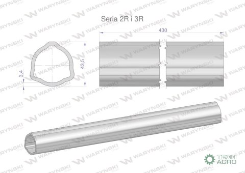 Rura zewnętrzna Seria 2R i 3R do wału 560 przegubowo-teleskopowego 43.5x3.4 mm 435 mm WARYŃSKI Rura zewnętrzna Seria 2R i 3R do wału 560 przegubowo-teleskopowego 43.5x3.4 mm 435 mm WARYŃSKI