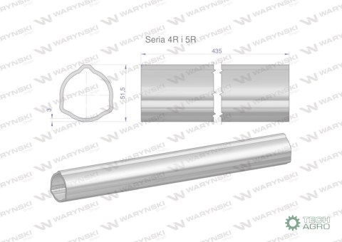 Rura zewnętrzna Seria 4R i 5R do wału 560 przegubowo-teleskopowego 51.5x3 mm 435 mm WARYŃSKI Rura zewnętrzna Seria 4R i 5R do wału 560 przegubowo-teleskopowego 51.5x3 mm 435 mm WARYŃSKI