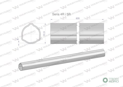 Rura zewnętrzna Seria 4R i 5R do wału 760 przegubowo-teleskopowego 51.5x3 mm 635 mm WARYŃSKI Rura zewnętrzna Seria 4R i 5R do wału 760 przegubowo-teleskopowego 51.5x3 mm 635 mm WARYŃSKI
