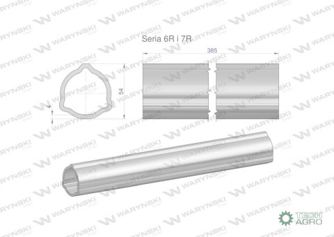 Rura zewnętrzna Seria 6R i 7R do wału 510 przegubowo-teleskopowego 54x4 mm 385 mm WARYŃSKI Rura zewnętrzna Seria 6R i 7R do wału 510 przegubowo-teleskopowego 54x4 mm 385 mm WARYŃSKI