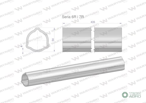 Rura zewnętrzna Seria 6R i 7R do wału 560 przegubowo-teleskopowego 54x4 mm 435 mm WARYŃSKI Rura zewnętrzna Seria 6R i 7R do wału 560 przegubowo-teleskopowego 54x4 mm 435 mm WARYŃSKI