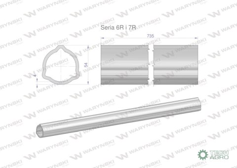 Rura zewnętrzna Seria 6R i 7R do wału 860 przegubowo-teleskopowego 54x4 mm 735 mm WARYŃSKI Rura zewnętrzna Seria 6R i 7R do wału 860 przegubowo-teleskopowego 54x4 mm 735 mm WARYŃSKI