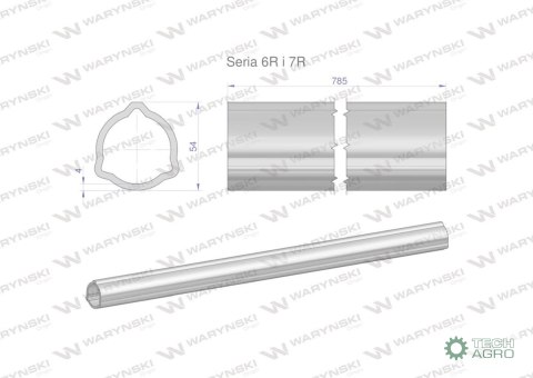 Rura zewnętrzna Seria 6R i 7R do wału 910 przegubowo-teleskopowego 54x4 mm 785 mm WARYŃSKI Rura zewnętrzna Seria 6R i 7R do wału 910 przegubowo-teleskopowego 54x4 mm 785 mm WARYŃSKI