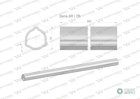 Rura zewnętrzna Seria 6R i 7R do wału 1010 przegubowo-teleskopowego 54x4 mm 885 mm WARYŃSKI Rura zewnętrzna Seria 6R i 7R do wału 1010 przegubowo-teleskopowego 54x4 mm 885 mm WARYŃSKI