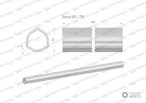 Rura zewnętrzna Seria 6R i 7R do wału 1110 przegubowo-teleskopowego 54x4 mm 985 mm WARYŃSKI Rura zewnętrzna Seria 6R i 7R do wału 1110 przegubowo-teleskopowego 54x4 mm 985 mm WARYŃSKI
