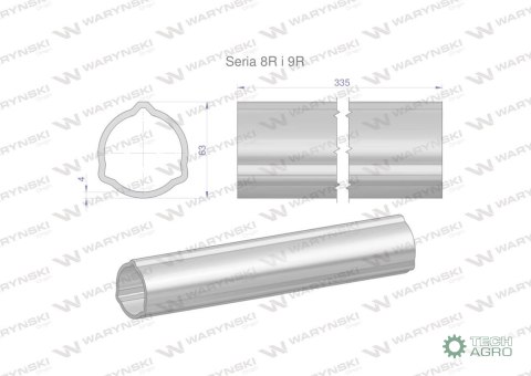 Rura zewnętrzna Seria 8R i 9R do wału 460 przegubowo-teleskopowego 63x4 mm 335 mm WARYŃSKI Rura zewnętrzna Seria 8R i 9R do wału 460 przegubowo-teleskopowego 63x4 mm 335 mm WARYŃSKI