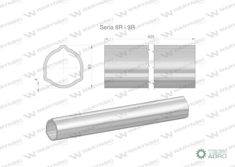 Rura zewnętrzna Seria 8R i 9R do wału 560 przegubowo-teleskopowego 63x4 mm 435 mm WARYŃSKI Rura zewnętrzna Seria 8R i 9R do wału 560 przegubowo-teleskopowego 63x4 mm 435 mm WARYŃSKI