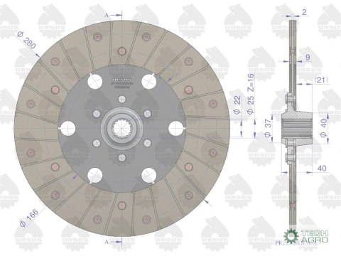 Tarcza sprzęgła 1-stopnia F-280 Z-16. 49011175 Zetor PREMIUM ORYGINAŁ URSUS Tarcza sprzęgła 1-stopnia F-280 Z-16. 49011175 Zetor PREMIUM ORYGINAŁ URSUS