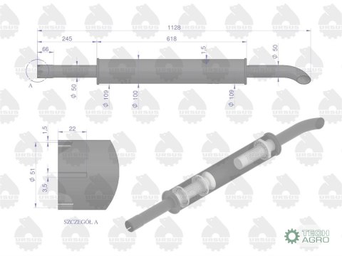 TŁUMIK 1128MM 4,8KG MF3 C3603P URSUS TŁUMIK 1128MM 4,8KG MF3 C3603P URSUS