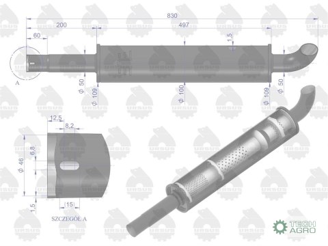 Tłumik okrągły krótki 830mm 4.1kg C-330 EMALIA ORYGINAŁ URSUS Tłumik okrągły krótki 830mm 4.1kg C-330 EMALIA ORYGINAŁ URSUS