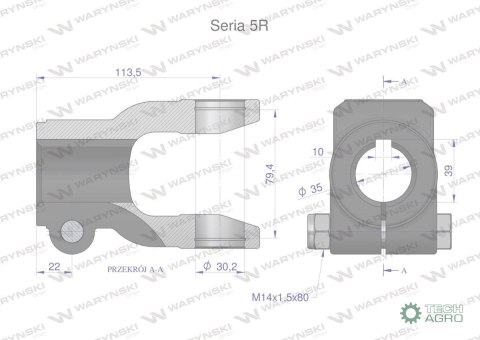 Widłak na wpust 10 śr.otw.35mm - 30.2X79.4 Seria 5R Waryński Widłak na wpust 10 śr.otw.35mm - 30.2X79.4 Seria 5R Waryński