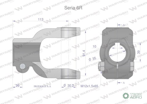 Widłak na wpust 10 śr.otw.35mm - 30.2X91.4 Seria 6R Waryński Widłak na wpust 10 śr.otw.35mm - 30.2X91.4 Seria 6R Waryński