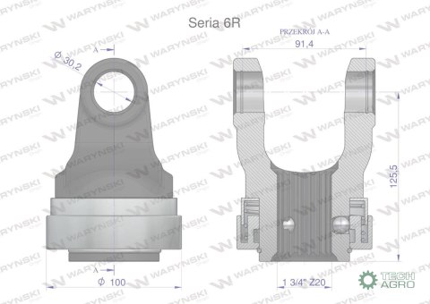 Widłak z pierścieniem 1 3/4 Z20 - 30.2X91.4 Seria 6R CE2020 Waryński Widłak z pierścieniem 1 3/4 Z20 - 30.2X91.4 Seria 6R CE2020 Waryński