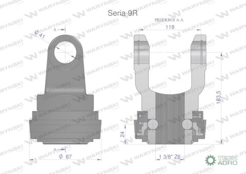 Widłak z pierścieniem 1 3/8 Z6 - 41X118 Seria 9R CE2020 Waryński Widłak z pierścieniem 1 3/8 Z6 - 41X118 Seria 9R CE2020 Waryński