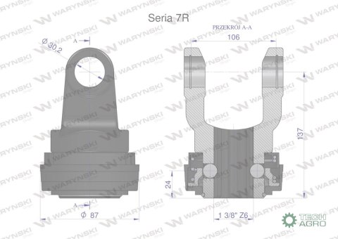 Widłak z pierścieniem 1 3/8 Z6 - 30.2X106 Seria 7R CE2020 Waryński Widłak z pierścieniem 1 3/8 Z6 - 30.2X106 Seria 7R CE2020 Waryński