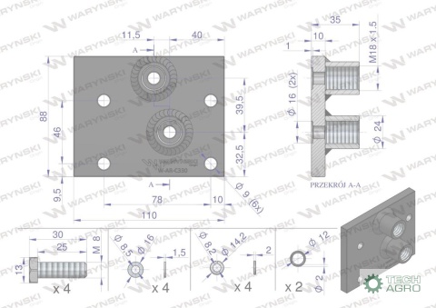Adapter zewnętrznego rozdzielacza w ciągniku rolniczym Ursus C-330 Waryński Adapter zewnętrznego rozdzielacza w ciągniku rolniczym Ursus C-330 Waryński