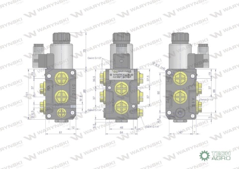 Dzielnik, zawór, elektrozawór kierunkowy elektromagnetyczny kontroli W-E12DVS6/2 (DVS6/50L) G1/2" 50L Waryński Dzielnik, zawór, elektrozawór kierunkowy elektromagnetyczny kontroli W-E12DVS6/2 (DVS6/50L) G1/2" 50L Waryński