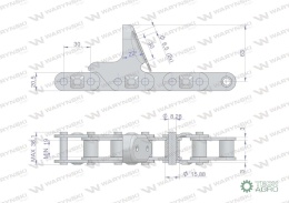 Łańcuch obrywacza kolb kukurydzy CA627-76Ps 8 płytek zastosowanie New Holland 84977231 Waryński