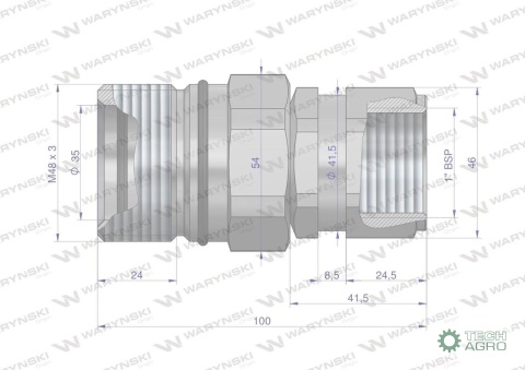 Szybkozłącze hydrauliczne skręcane gniazdo G1"BSP gwint wewnętrzny 250bar Waryński Szybkozłącze hydrauliczne skręcane gniazdo G1"BSP gwint wewnętrzny 250bar Waryński