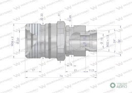 Szybkozłącze hydrauliczne skręcane gniazdo M22x1.5 gwint zewnętrzny 300bar Waryński