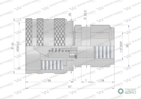 Szybkozłącze hydrauliczne skręcane wtyczka G1/2"BSP gwint wewnętrzny 300bar Waryński Szybkozłącze hydrauliczne skręcane wtyczka G1/2"BSP gwint wewnętrzny 300bar Waryński