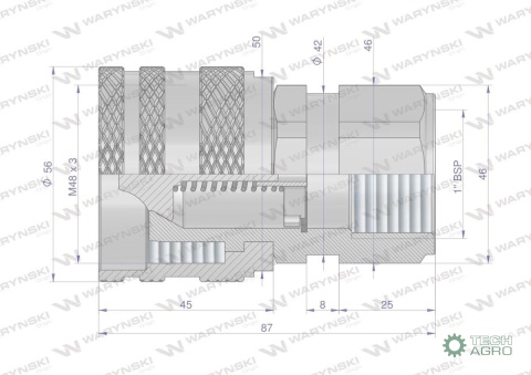 Szybkozłącze hydrauliczne skręcane wtyczka G1"BSP gwint wewnętrzny 250bar Waryński Szybkozłącze hydrauliczne skręcane wtyczka G1"BSP gwint wewnętrzny 250bar Waryński