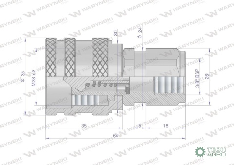 Szybkozłącze hydrauliczne skręcane wtyczka G3/8"BSP gwint wewnętrzny 300bar Waryński Szybkozłącze hydrauliczne skręcane wtyczka G3/8"BSP gwint wewnętrzny 300bar Waryński