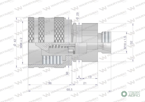 Szybkozłącze hydrauliczne skręcane wtyczka M18x1.5 gwint zewnętrzny 300bar Waryński Szybkozłącze hydrauliczne skręcane wtyczka M18x1.5 gwint zewnętrzny 300bar Waryński