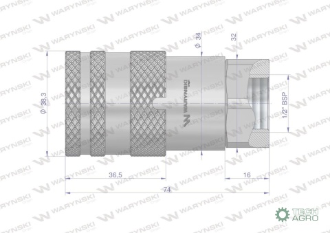 Szybkozłącze hydrauliczne suchoodcinające gniazdo G1/2"BSP gwint wewnętrzny ISO16028 Waryński Szybkozłącze hydrauliczne suchoodcinające gniazdo G1/2"BSP gwint wewnętrzny ISO16028 Waryński