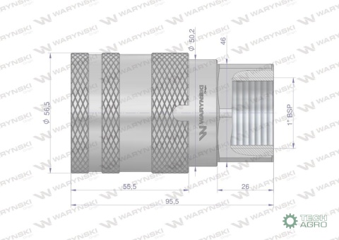Szybkozłącze hydrauliczne suchoodcinające gniazdo G1"BSP gwint wewętrzny ISO16028 Waryński Szybkozłącze hydrauliczne suchoodcinające gniazdo G1"BSP gwint wewętrzny ISO16028 Waryński