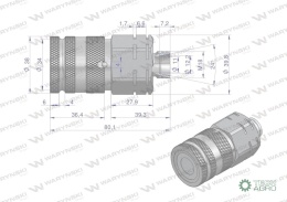 Szybkozłącze hydrauliczne suchoodcinające gniazdo M18x1.5 12L gwint zewnętrzny ISO16028 Waryński
