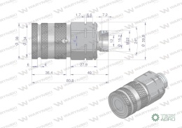 Szybkozłącze hydrauliczne suchoodcinające gniazdo M22x1.5 15L gwint zewnętrzny ISO16028 Waryński