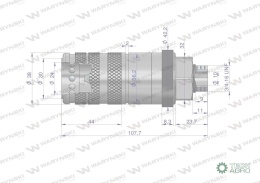 Szybkozłącze hydrauliczne zrywalne seria WIA3CV (3CFPV) 68 l/min gniazdo G3/4
